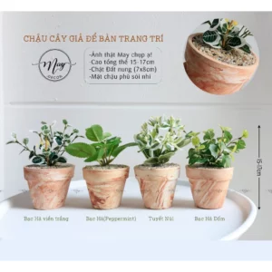 Chậu cây giả để bàn trang trí chậu Gờ Vân Mây 8x7cm
